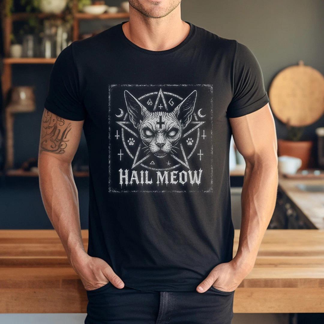 Death Metal Sphynx Cat Black Metal T-Shirt S