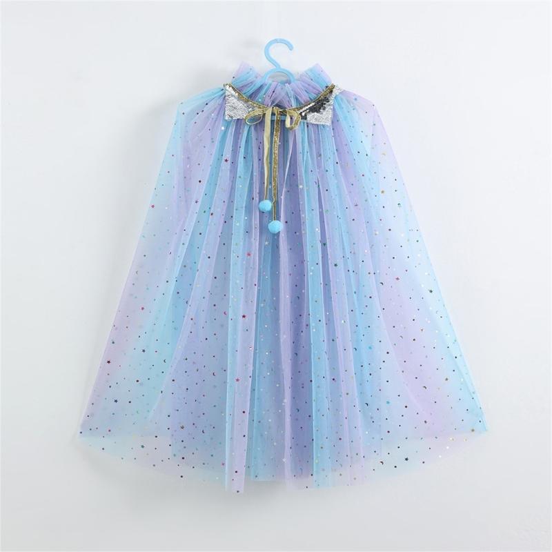 Girls Lightweight Sheer Princess Cape for Fantasy Dressing Up and Birthday Parties Soft Nylon Fabric Costume Accessory