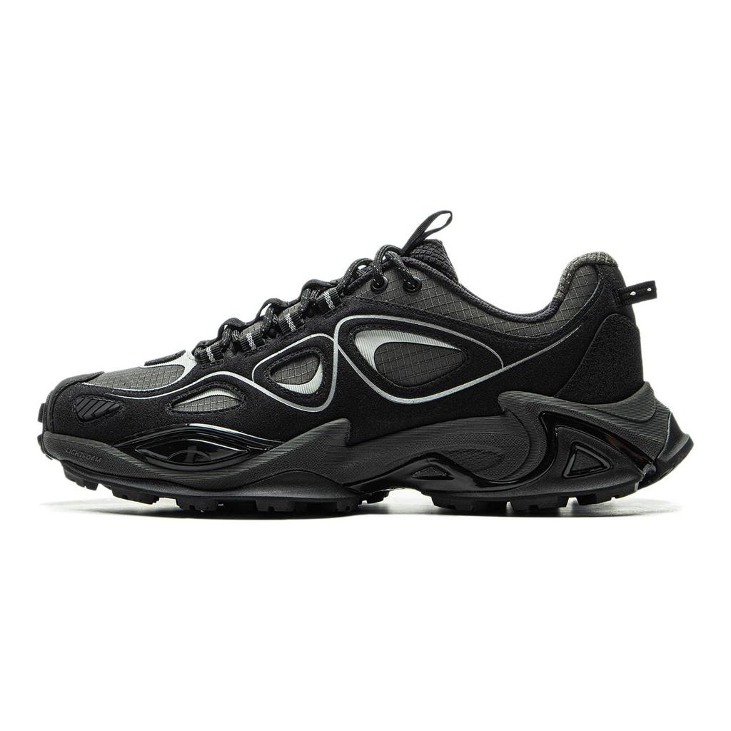 Li Ning Cloud Leopard Reflective Trendy Sports Non-Slip Rebound Mid-Top Casual Shoes Unisex Casual Shoes Black Gray AZGV069-1
