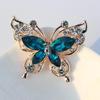Elegant Jewelry Blue Color Butterfly Brooches For Women Rhinestone Painted Brooch Vintage Pin Alloy Corsage Ladies Wedding Gifts