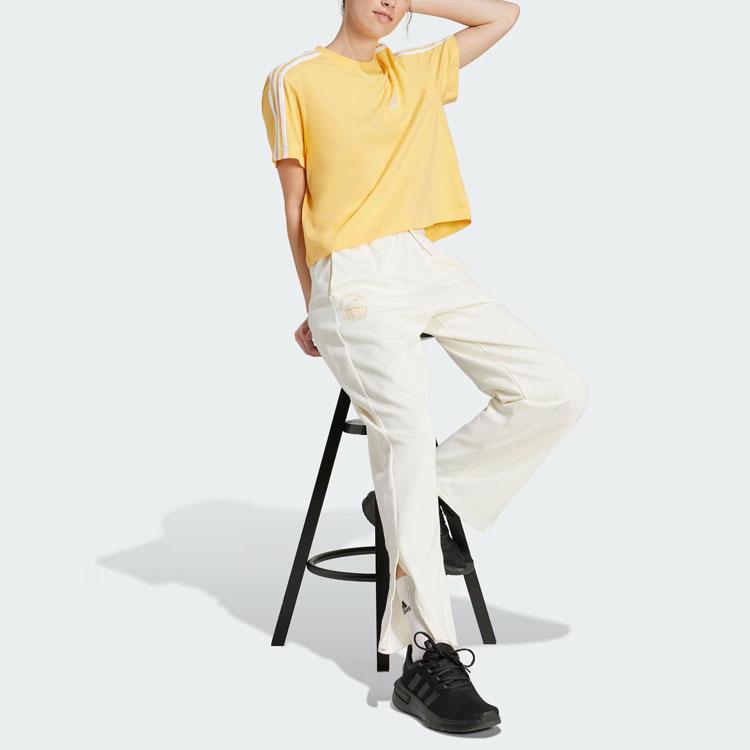 New Adidas Essential Drop Shoulder Sleeve T Shirt Women's Light Yellow IS1575