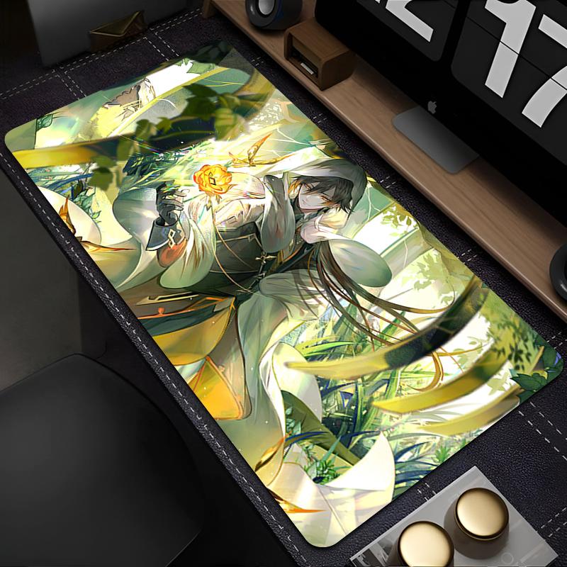 Anime Zhongli Mouse Pad Large Gaming Desk Mat NonSlip Laptop Keyboard Tray Office Pc Genshin Impact Gamer