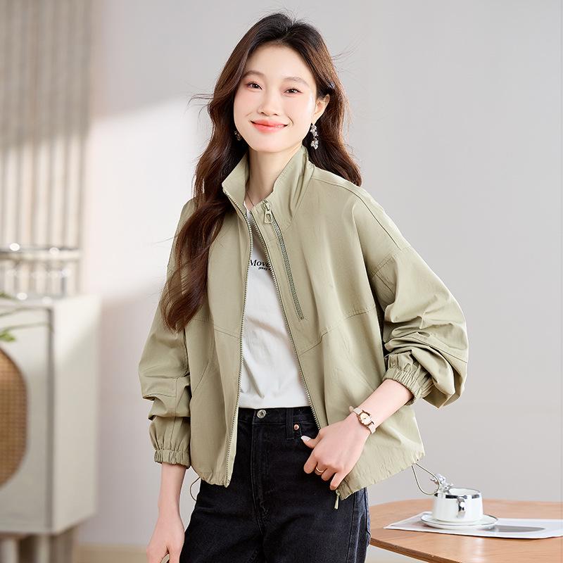 2025 Spring Women's Loose Fashion Stand-Up Collar Windbreaker Jacket