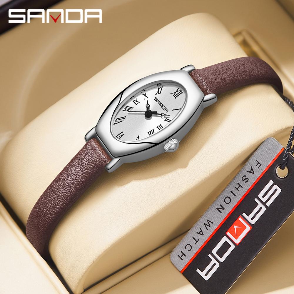 Fashin Sanda top brand 1123 elegant design Roman numerals square dial waterproof quartz movement business women's analog watch