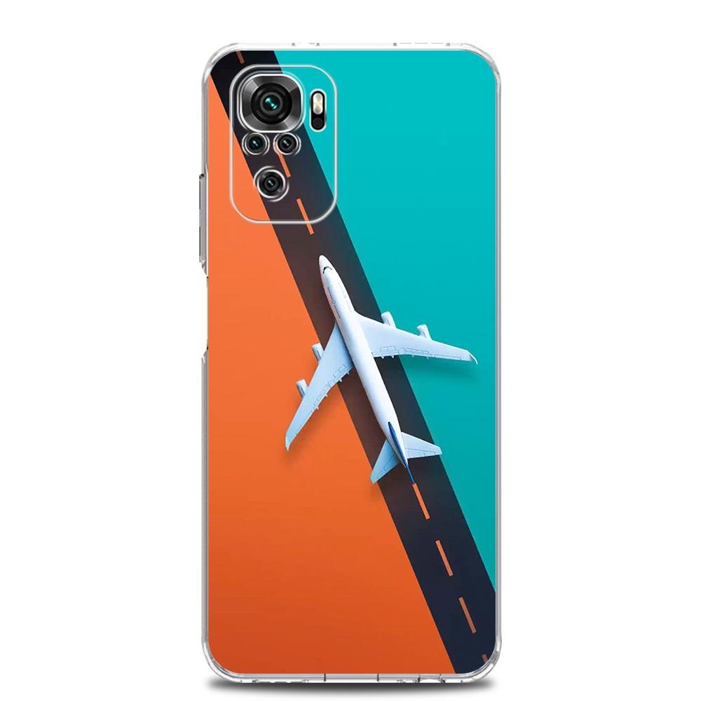 Phone Case For Xiaomi Redmi Note 14 13 12 4G 9S 9 10 11 Pro Plus 5G 14C 13C 12C 10C 9A Clear TPU Cover Aircraft Plane Airplane