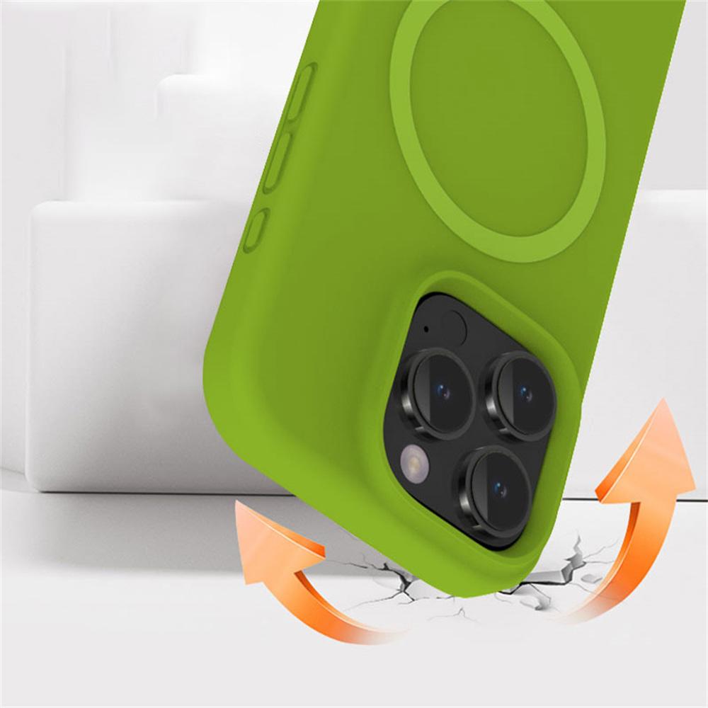 For iPhone 16 Pro Magnetic Case with Microfiber Lining PC+Liquid Silicone Phone Cover