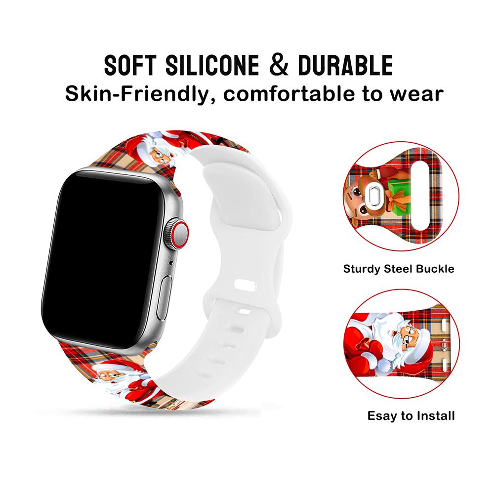 Christmas Bands for Apple Watch Bands 46mm 41mm 42mm 44mm 45mm 49mm Silicone Sport Strap iWatch Series 10 9 8 7 SE 6 5 4 Ultra 2