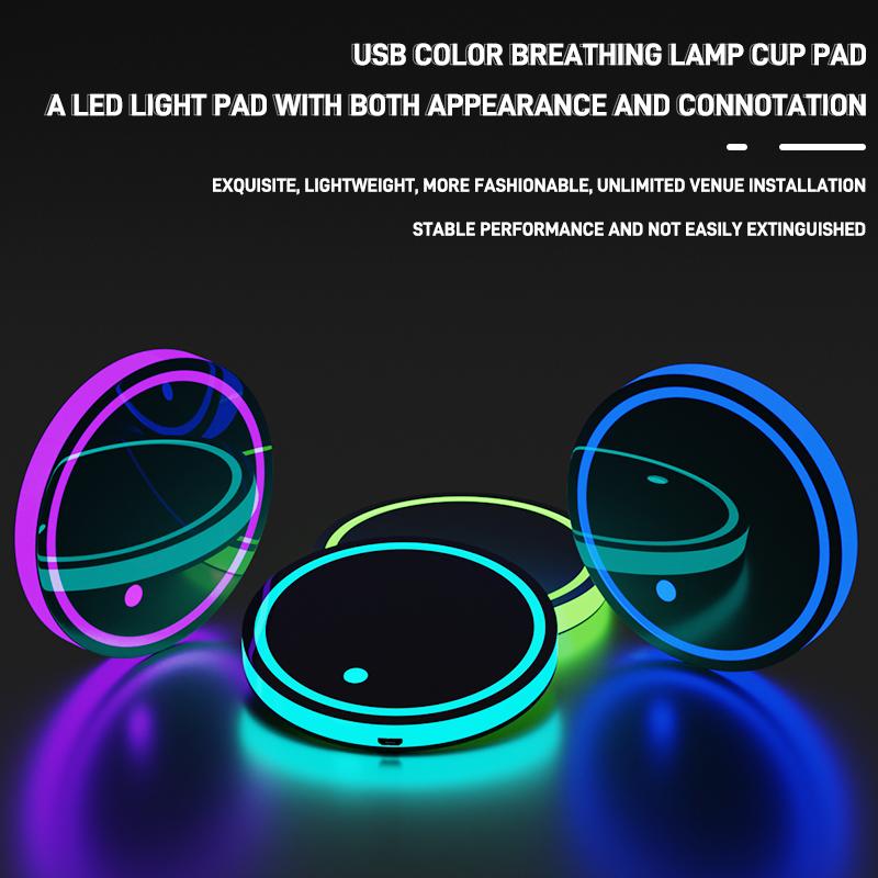 Coussinet De Tasse D'eau Lumineux LED Pour Voiture, Colored Cup Holder, Smart and Luminous Cup Mats, Car Interior Lighting