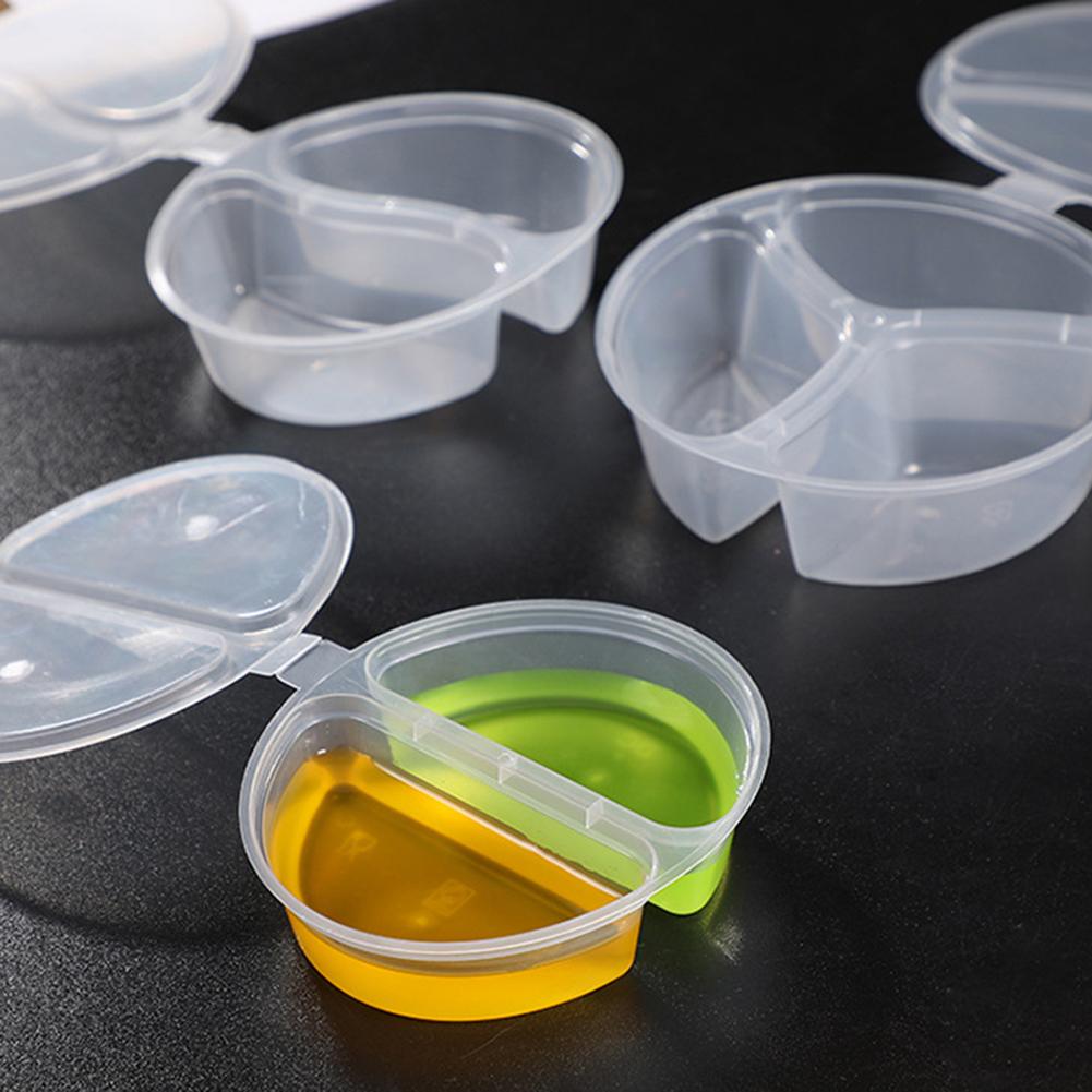 Shallow Plastic Container With Lid Large 2 Compartment Snack Containers For To-go Sauce