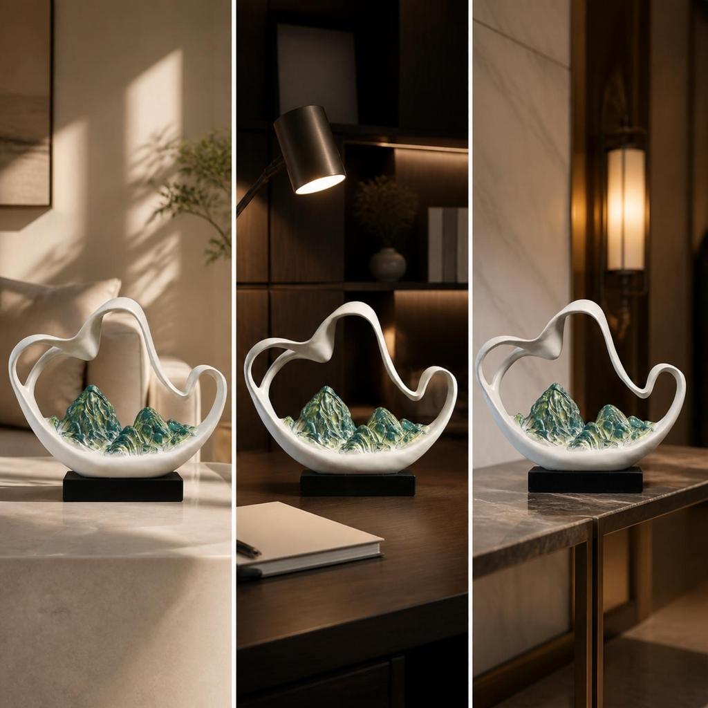 Desktop Sculpture Sculptural Chinese-Style Mountain Ornament for Reception Area