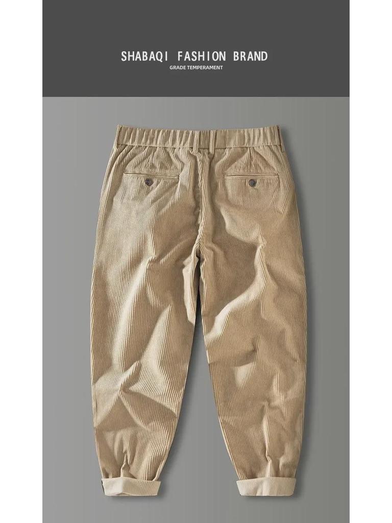 Men's High-End Corduroy Elastic Straight-Leg Trousers - Casual & Trendy for Autumn/Winter