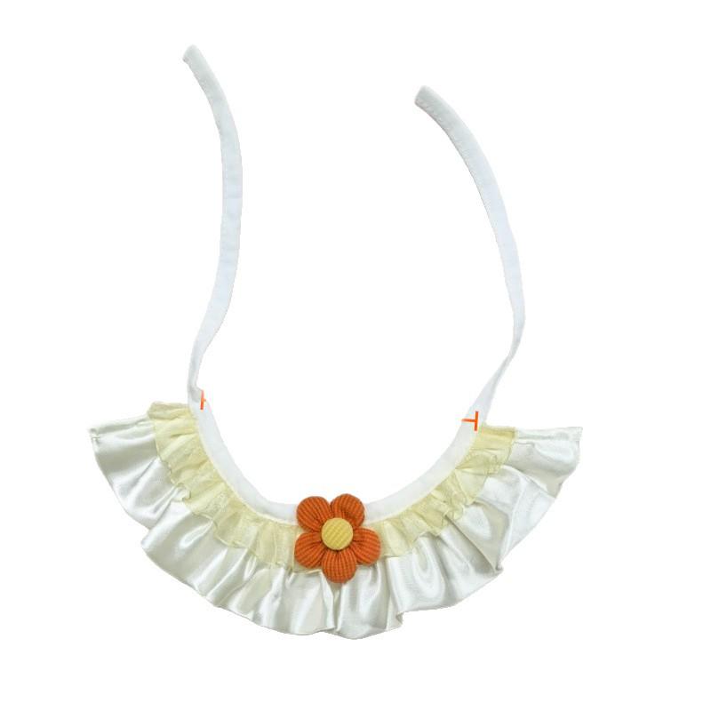 3D Floral Cat Bib with Ruffle Design and Color Block Patchwork for Weddings