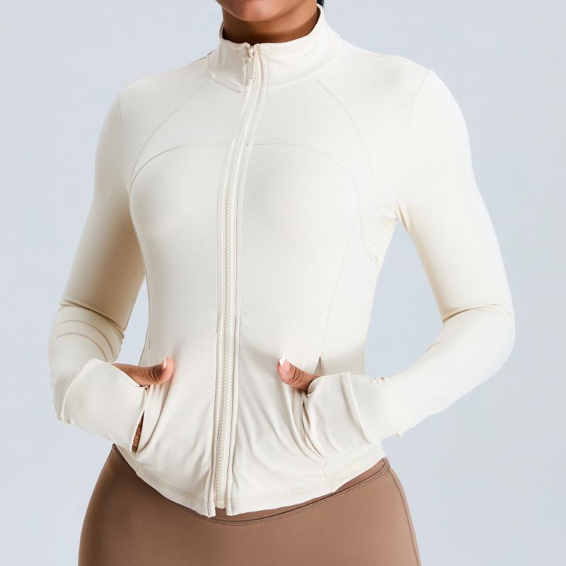 Autumn And Winter Nude Slimming Slimming Zipper Yoga Long Sleeved Fitness Jacket Top Outdoor Running Sports Jacket For Women