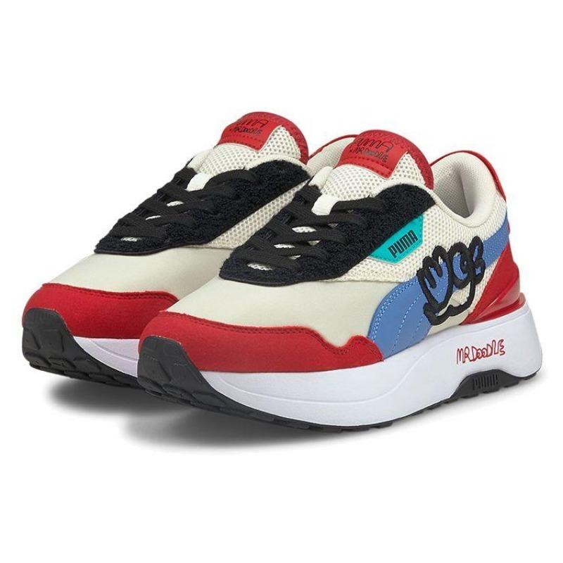 Mr.doodle X PUMA Cruise Rider Trainer Women Low-top Lifestyle Sneakers Mesh Leather Nylon Suede Collab Apricot Black Red 375792-01