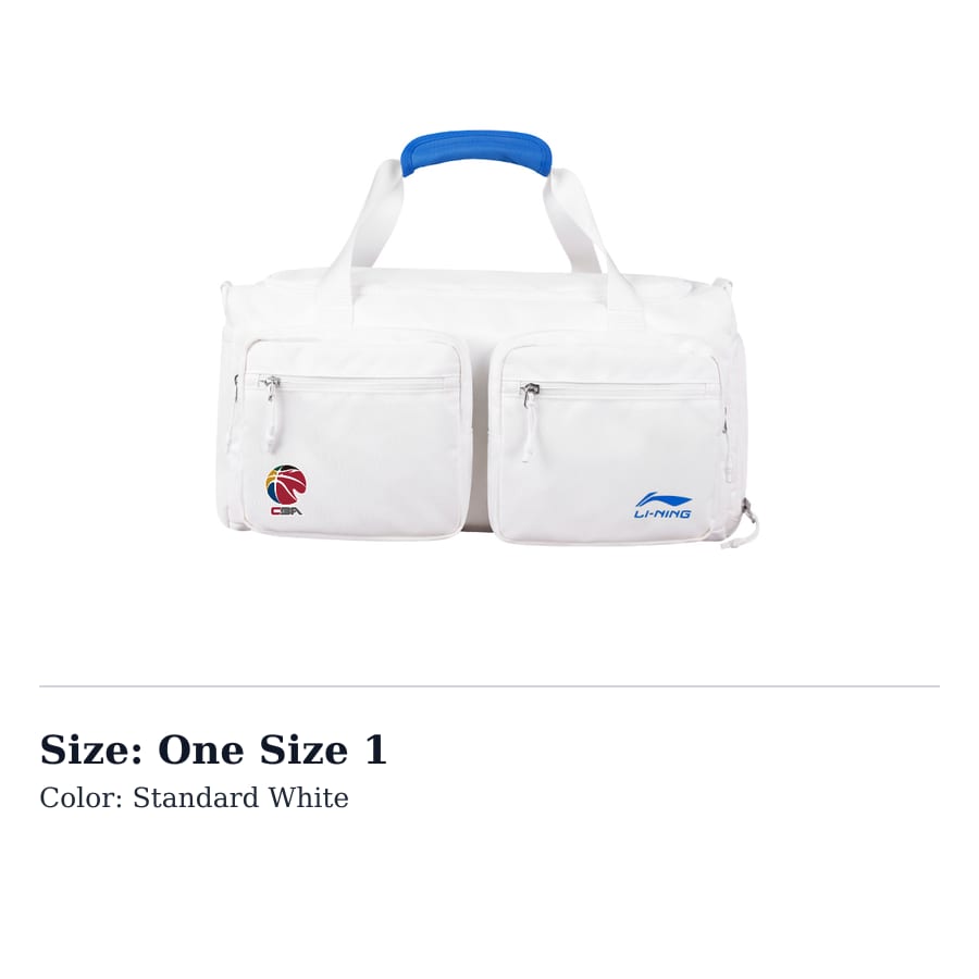 Li Ning Polyester Gym Bag Unisex Standard White/Basic Black YBLV033A1