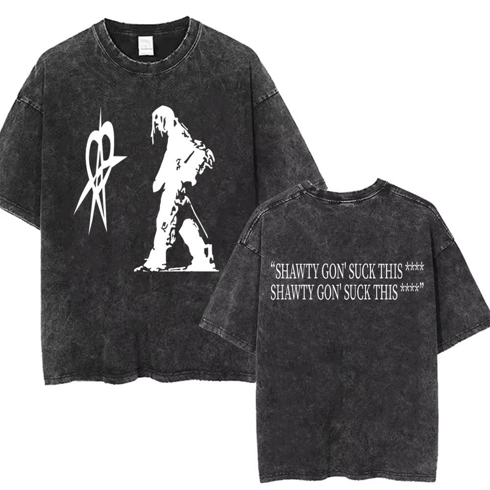 Washed Vintage Rapper Ken Carson A Great Chaos Album Tshirt Men Women Fashion Hip Hop Tshirts Male Casual Oversized T Shirts