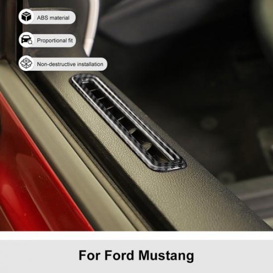 2pcs Interior Door Air Vent Frame Trim Cover For Ford Mustang 2015+ Carbon Fiber
