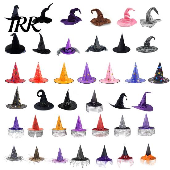 Halloween Party Accessory Witch Wizard Hat, Adult Kids Cosplay Cone Hat with Spider Pointed Web Star Decor, Gothic Costume Prop, Trick or Treat for
