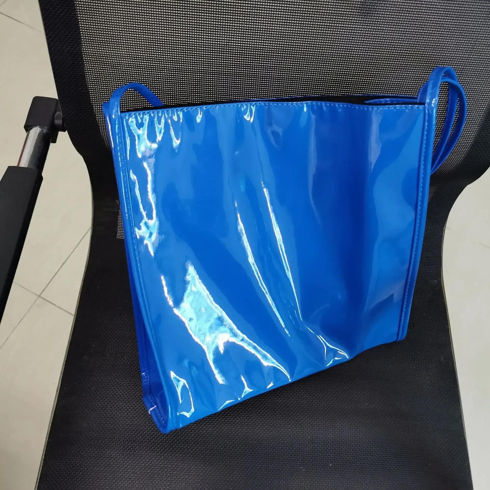 Mode Patentleren Vrouwen Schoudertassen Vintage Vrouwelijke Casual Tote Handtassen Grote Capaciteit Dames Boodschappentas blue