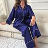 Pijamale din imitație de mătase Pijamale pentru femei de toamnă și iarnă cu mâneci lungi Set de îmbrăcăminte pentru acasă poate fi purtat extern