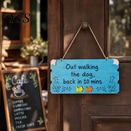 Writable Door Plaque Sign for Pet Shops And Homes, Chalkboard Surface Decorative Plaque, Retro Style Wooden Hanging Wall Decor Customizable