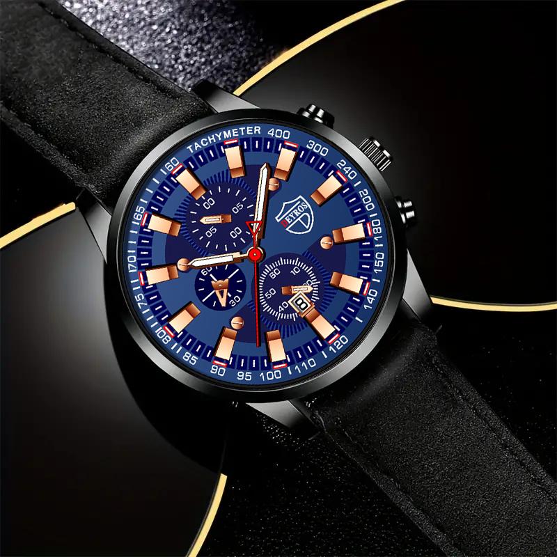 Fashion Men's Sports Quartz Watches Analog PU Leather Wrist Watch With, Best Gifts for Him
