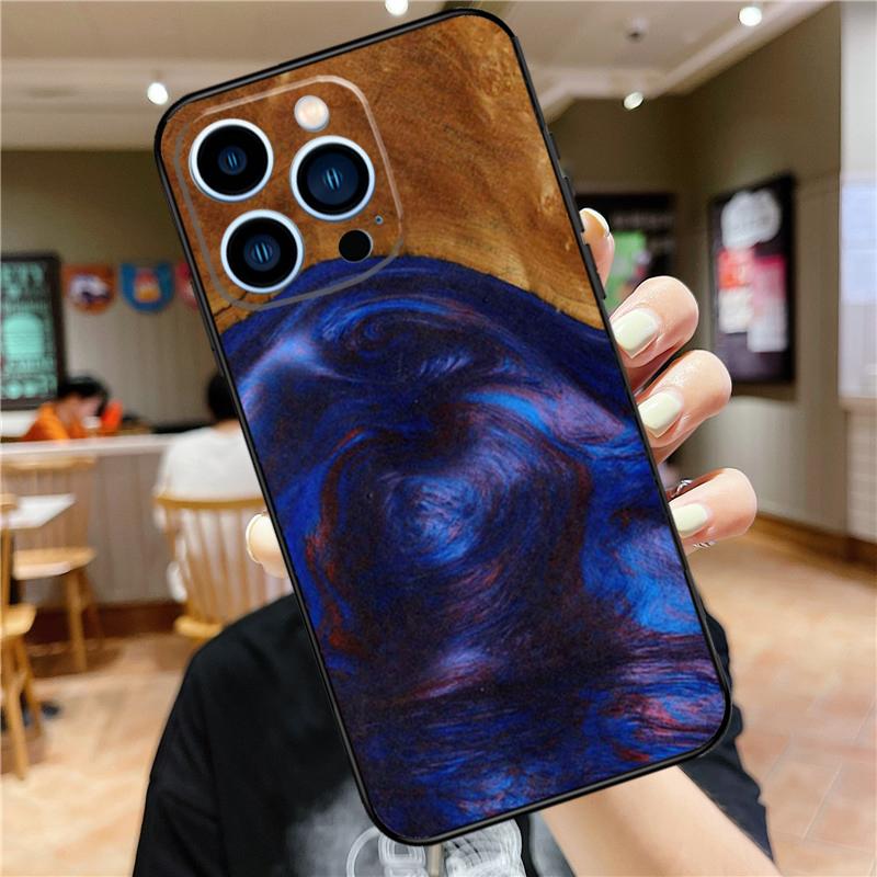 Traveler Protective Wood Resin Case For iPhone 17 15 14 13 12 11 16 Pro Max Mini Plus 16e 17 Air Bumper Cover Accessories