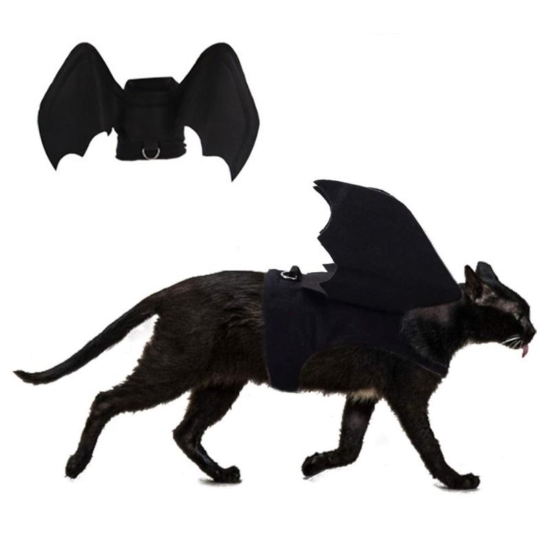Halloween Bat Wing Costume Harness Dogs Cats - Foldable Spider-Themed Pet Vest In Black Purple Orange