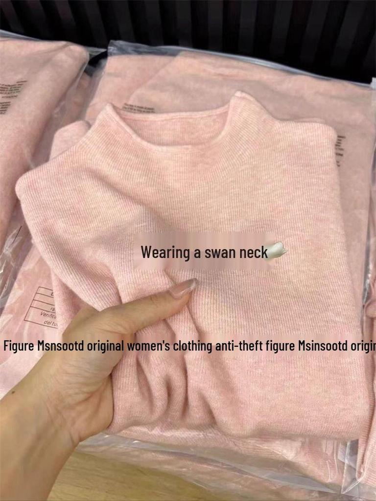 Women's Chic Slim-Fit Half High Neck Sweater - Autumn/Winter Long Sleeve Knitted Top