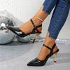 Fashion New Women Shoe for Women Pointed Toe High Heel Sexy Ankle Strap Evening Party Sandal Sweet with Ankle Buckle Strap Zapatos Mujer