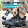 Rotating Button Safety Work Shoes For Men Steel Head Boots Male Indestructible Construction Non Slip Light Work Shoes