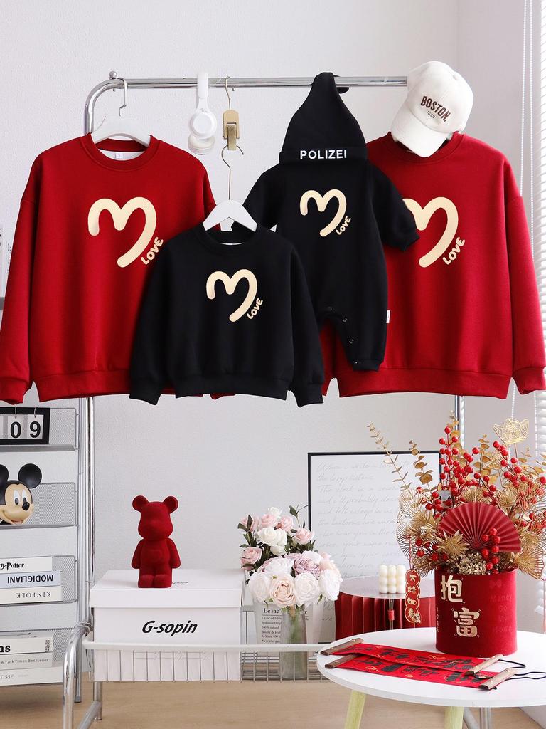 100-Day Celebration Family Matching Velvet Hoodie & Bodysuit Set for Winter 2025