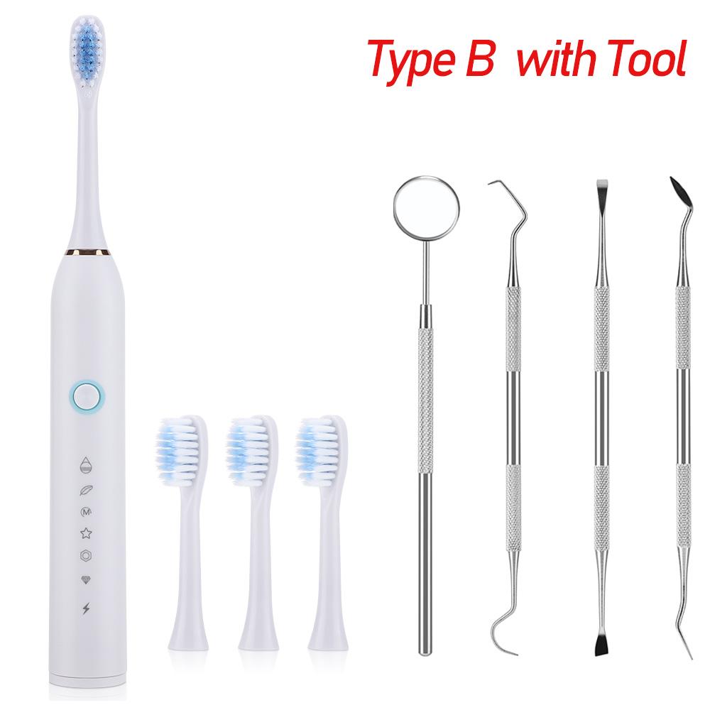 Sonic Electric Toothbrush for Adults Black Smart Timer 6 Modes Deep Clean Toothbrush with 4 Brush Heads Toothbrush Oral Care