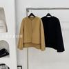 Small Shawl Cloak Jacket Double-sided Wool Coat Short Design Autumn and Winter Women's Black Camel