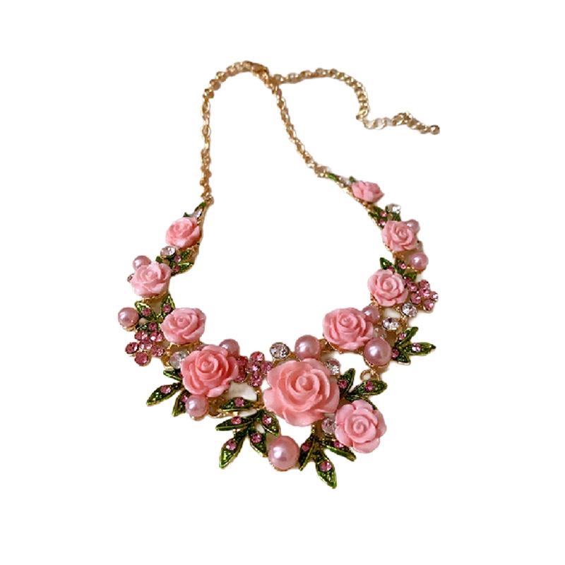 Pastoral Rhinestone & Pearl Embellished Clavicle Necklace: Versatile, Fresh, Literary Accessory