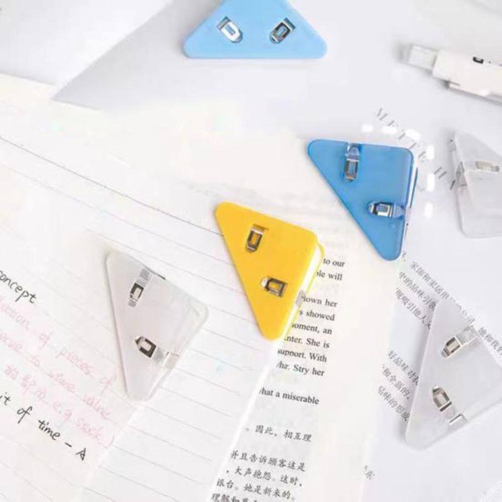 10Pcs Triangle Clips Multifunctional Transparent Large Angle Jelly Color Reusable Binding Mini Book Paper Binder Clips Desktop Organizer for Office