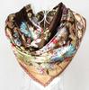 [BYISFA] Ladies Silk Scarf Wraps Europe Style Design Satin Big Square Scarf Printed New Brand Women Blue Silk Scarf  90*90cm