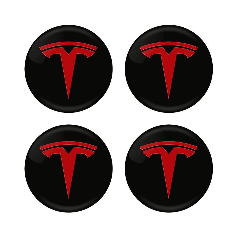 

4PCS 56MM Wheel Hub Cap Sticker Car Caps Rim Stickers Badge Cover Decoration For Tesla Model Y 3 S X Roadster красный
