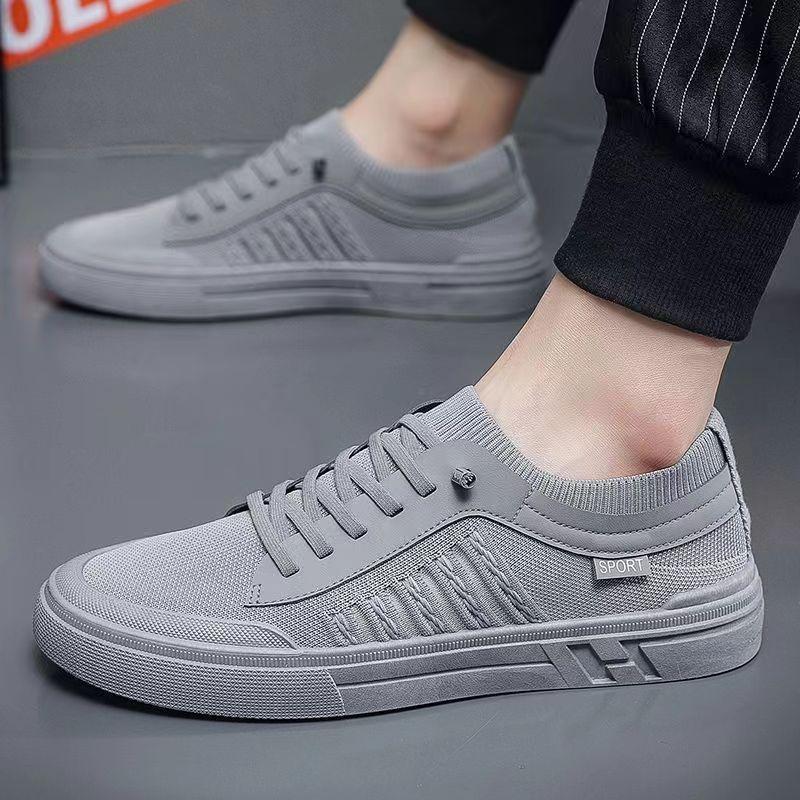 

Casual shoes men s new board shoes 2025 summer fashion versatile outdoor trendy shoes flying woven breathable board shoes 44 серый
