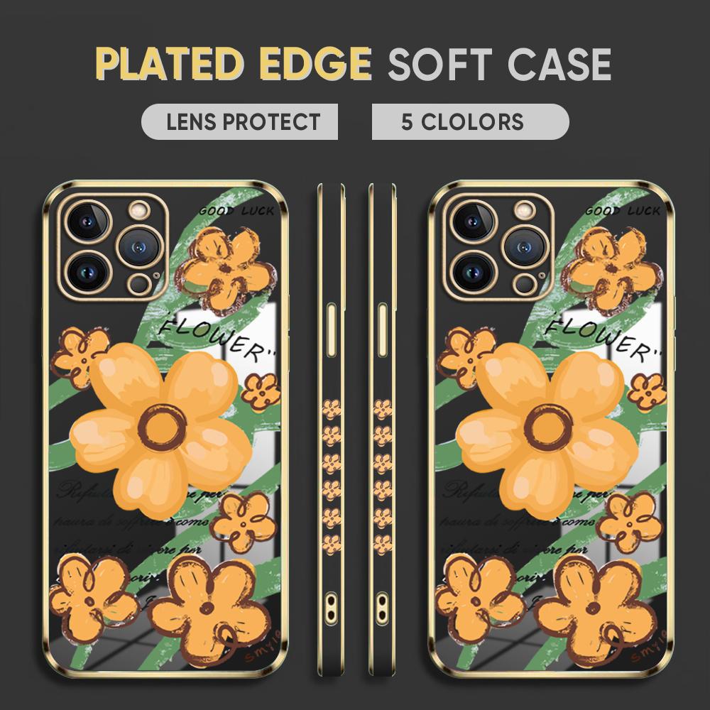 Husă pentru telefon mobilă cu flori portocalii pentru iPhone 11 13 15 Samsung Galaxy A52 Xiaomi Redmi 12C Note 10 Pro Oneplus Huse moale pentru smartphone