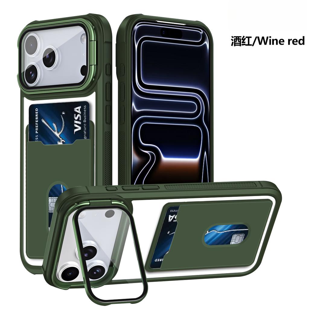Luxury Transparent Slot Card Holder Skin Feel Phone Case For iPhone 17 Pro Max 16 Plus 15 14 13 12 Shockproof Slim Fit Cover