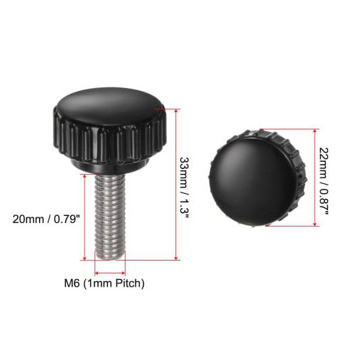 uxcell 6pcs M6 X 20mm Knurled Knobs, Clamping Knobs, Metric 304 Stainless Steel Female Thread Thumb Screw-On Type, 22mm Plastic Round Head Thread Hand