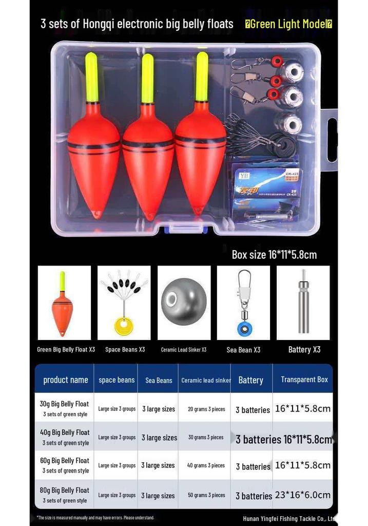 Luminous Color-Changing Big Belly Float Set for Carp Sea Fishing