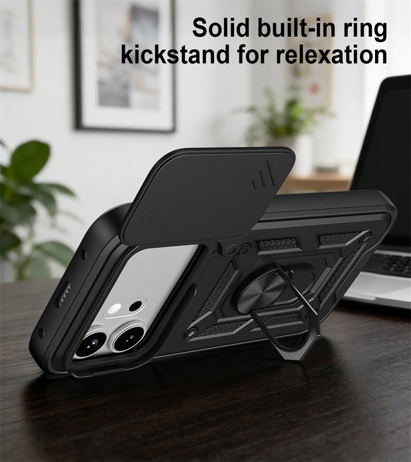 Armor Shockproof Case For Honor 600 Lite 600Pro Magnetic Ring Holder Slide Lens Cover For Honor 600 Honor600 Pro 5G Coque Funda