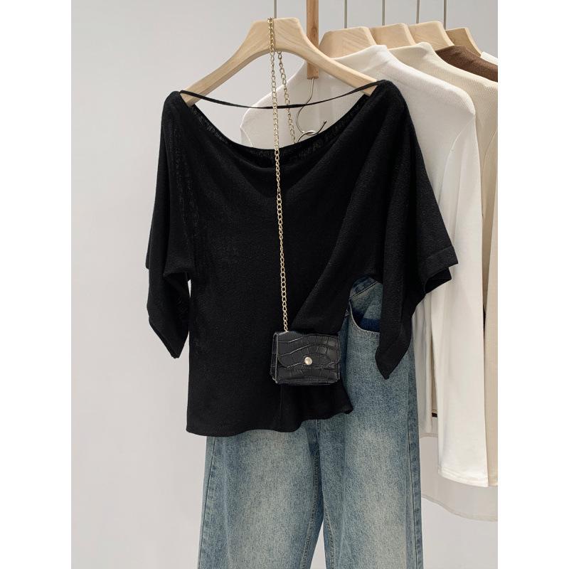 Korean-Style One-Shoulder Batwing Sleeve Summer Top for Women - 2026 Collection