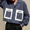 INCERUN Oversized Men Long Sleeve Striped Print Shirts Casual Loose Button Tops