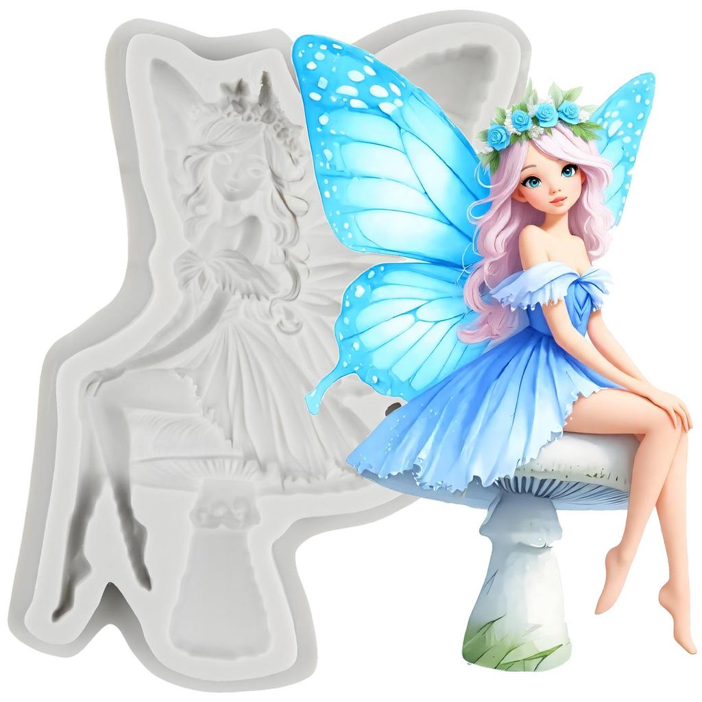 Flower Fairy Silicone Molds Flower Fairy Fondant Mold Cake Decorating Tools Cupcake Topper Chocolate Candy Craft Gum Paste Polymer Clay
