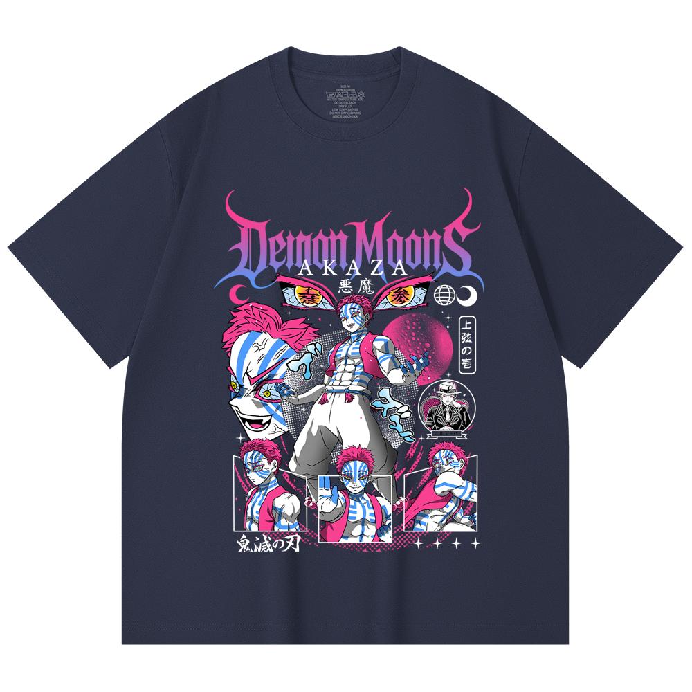 230 Gsm 100% Cotton Demon Slayer V31 Akaza Print Unisex Heavy Cotton T Shirt