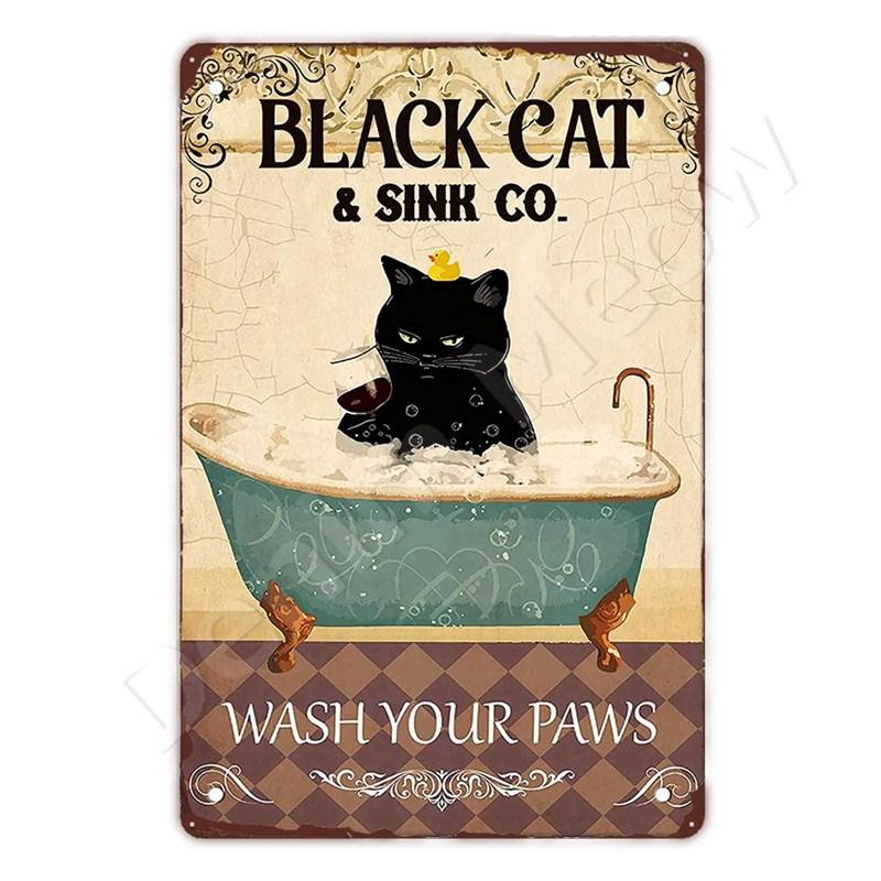 Vintage Metal Sign, That's What I Do I Play Guitar, Dancing Cat, Black Cat, Funny Tin Sign, Rustic Bar, Cafe, Home Decor Gift