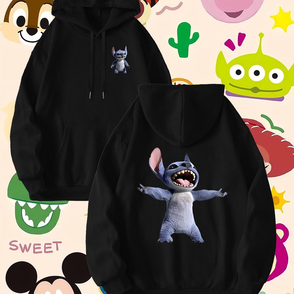 Disney Star Baby Stitch Pattern Men's Hoodie Autumn Winter Casual Oversized Unisex Pullover Sweatshirt Tracksuit Clothing Hoody